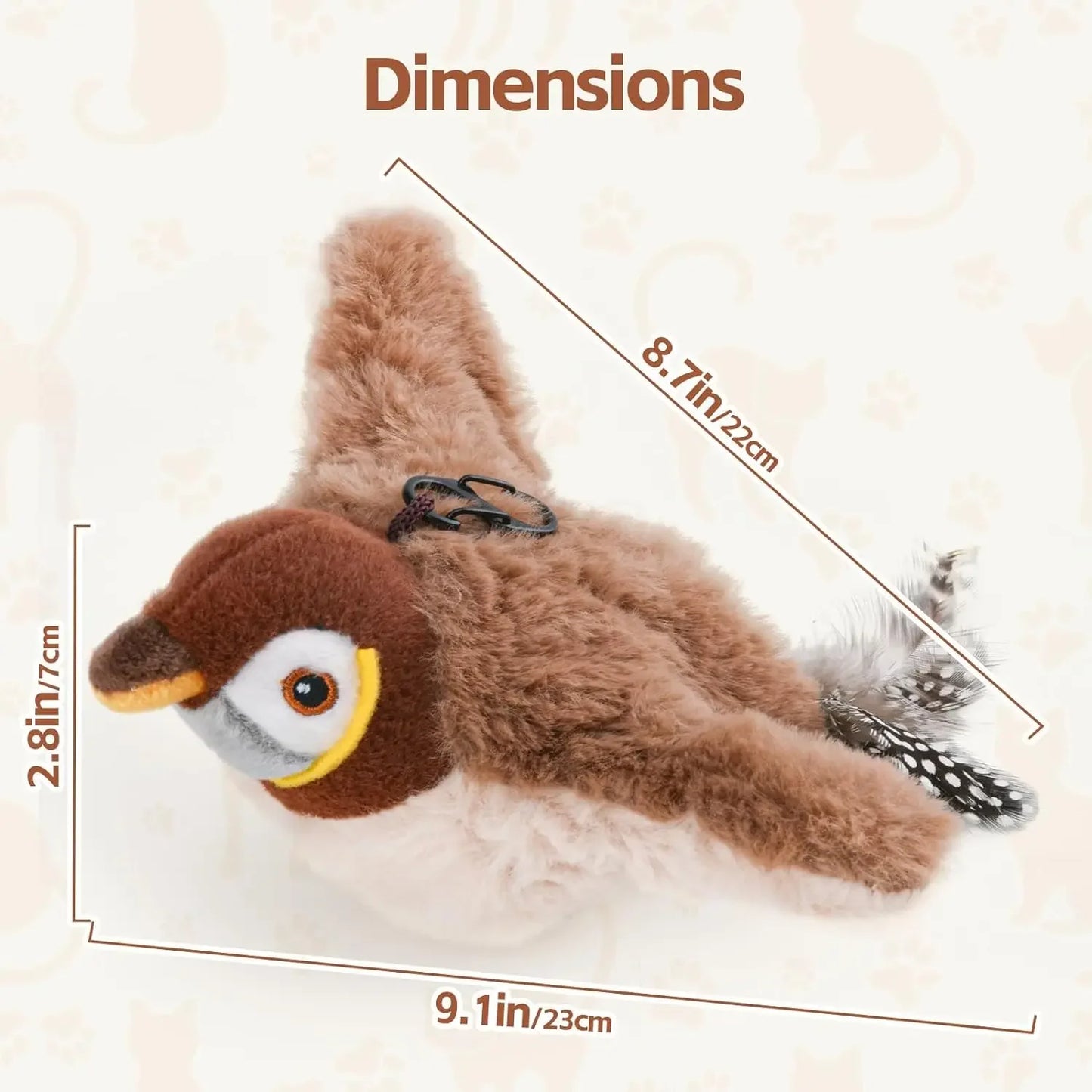 Interactive Chirping Bird Cat Toy Pet Simulation Bird Touch Voice Doll Interactive Cat Rechargeable Lifelike Bird Plush Toy