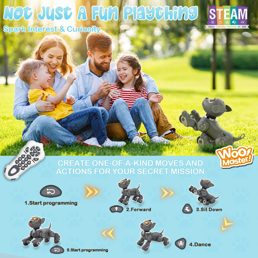 VATOS Robot Dog Toy for Kids Voice Remote Control Pet Interactive Touch Sensors 20+ Mode Robotic Puppy Toy Boys Girls