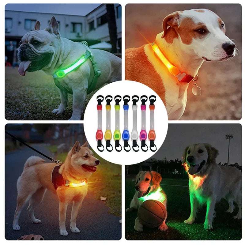 1pcs Dog Anti Lost Safety Glowing Collar Outdoor Waterproof Warning LED Flashing Light Strip  Pet Leash Harness Dog Accessories