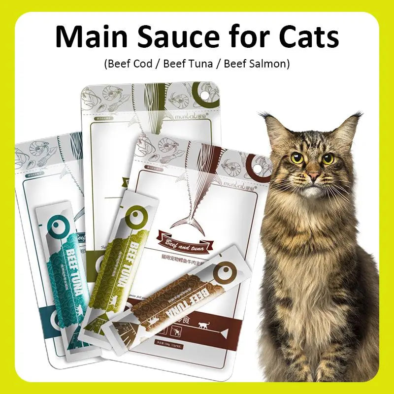 Cat Strips 13gX8PCS Wet Food Pet Cat Snacks Cod Tuna Beef Pet Food Cats Supplement Protein DHA Cat Sauce Make Hair Beautiful