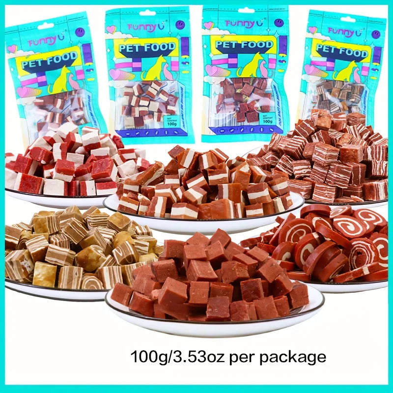 100g/3.53oz  Beef And Meat Cubes Dog Treats For Small, Medium, & Large Dog, Healthy, Easily Digestible