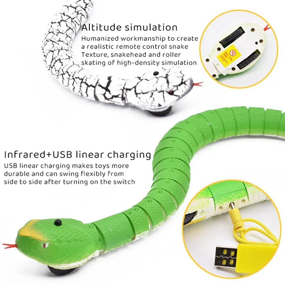 Interactive Cat Toys Realistic Simulation RC Remote Control Snake Toy Moving Electric Tricky Snake Cat Toys For Indoor Cats Dogs