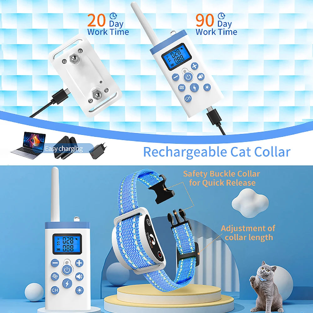 PaiPaitek Cat Training Collar,Cat Shock Collar with Remote ,Cat Stop Meowing Collar, Remote Control/Automatic Anti-Meow for Cats