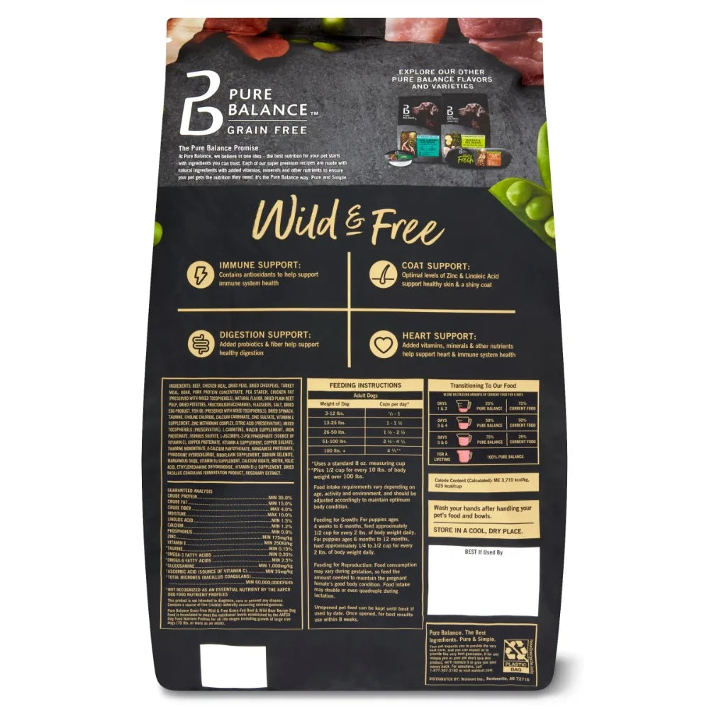 Dry Dog Food Wild & Free Beef & Wild Boar Recipe Dry Dog Food 24 Lbs Grain-Free Feed Feeding Dogs Snacks Supplies Pet Products