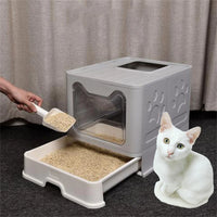 BingoPaw XXL Foldable Cat Litter Box – Front Entry, Top Exit with Easy-Clean Tray