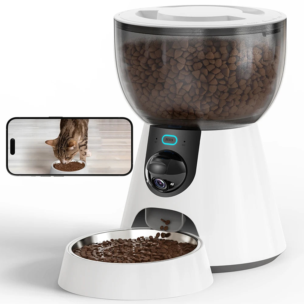 2L-4L 5G Net Automatic Cat Feeder – Smart Pet Feeder for Cats & Dogs, Food Dispenser with Camera Recorder, Timing Video Feeding Bowl