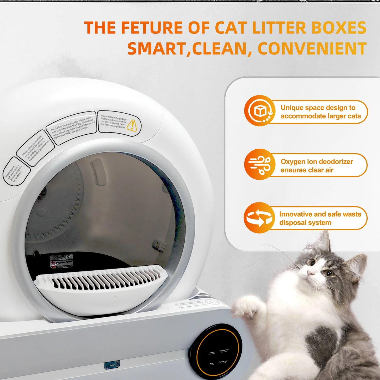 DOYOMI 65L+9L Large Capacity Automatic Cat Litter Box – Self-Cleaning, Scoop-Free, App Control, and Odor Removal