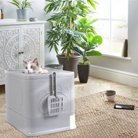 Fully Enclosed & Foldable Cat Litter Box – Top Entry, Storage & Deodorization, Easy to Clean Covered Design