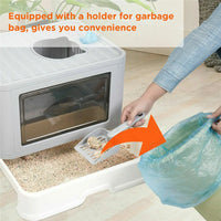 Foldable Cat Litter Box – Front Entry, Top Exit, Enclosed with Massager Scoop & Easy-Clean Design