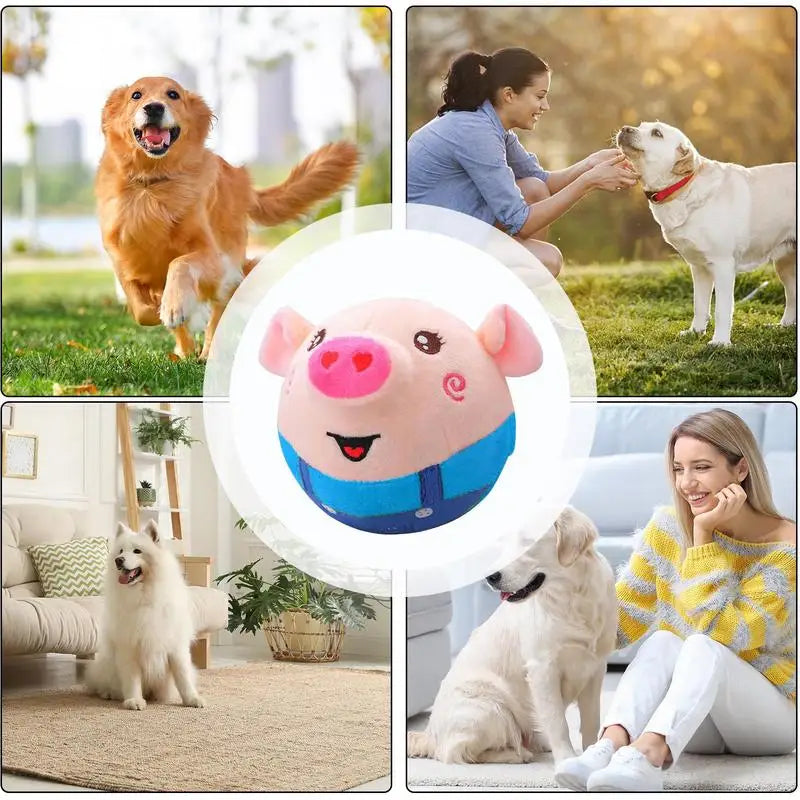 Puppy Ball Active Moving Pet Plush Toy Singing Dog Chewing Squeaker Fluffy Toy Interactive Dog Plush Doll Toys For Pets ﻿