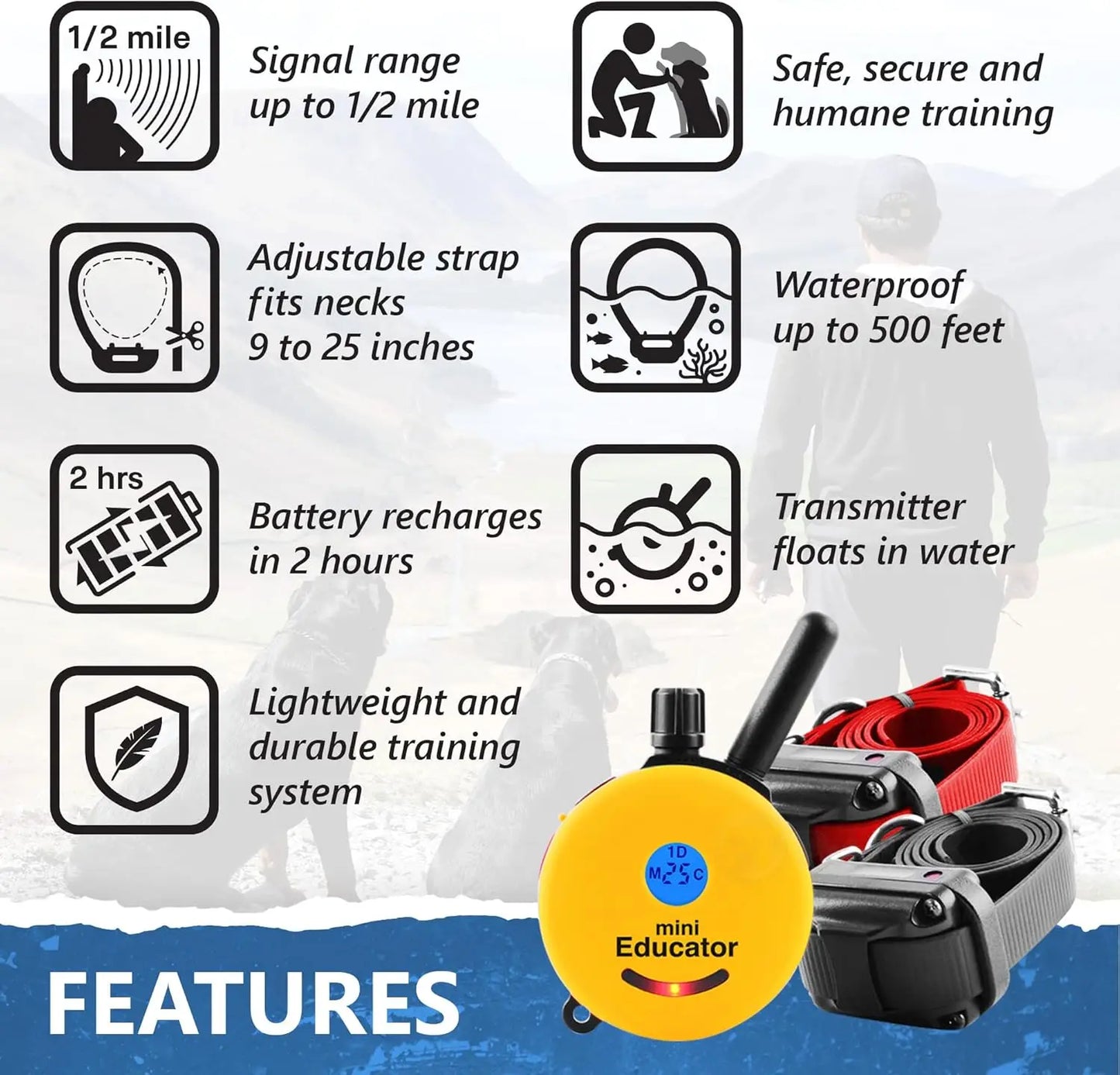 Rechargeable Dog Trainer with Remote for Small, Medium, and Large Dogs by E-Collar Technol