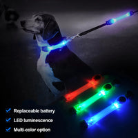 Dog Anti Lost Safety Glowing Collar Outdoor Waterproof Warning LED Flashing Light Strip  Pet Leash Harness Dog Accessories Leash