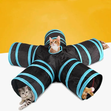 Soft, Cozy and Ultimate Interactive Five-Channel Cat Tunnel with Sound Paper - Comfortable Training Toy for Pets - Snug Cat Tent