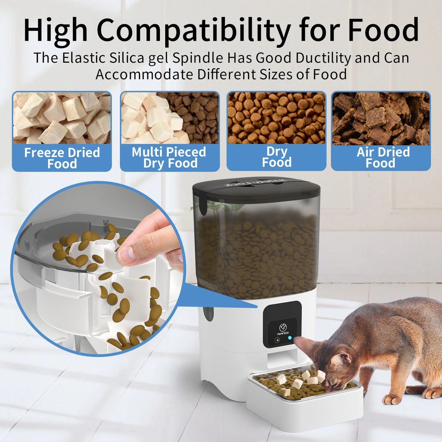 PAPIFEED Smart Automatic Cat Feeder – WiFi Pet Feeder with App Control, Remote Feeding & Detachable for Easy Cleaning