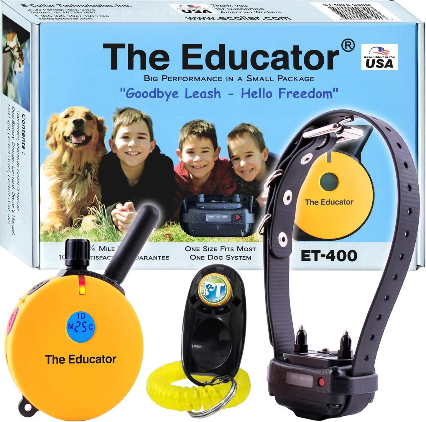 -400-3/4 Mile Rechargeable Dog Trainer Ecollar with Remote for Medium and Large Dogs by E-Collar Technologies - Elect