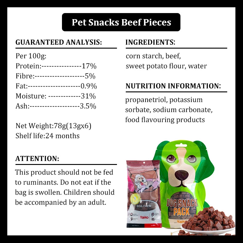 Diced Beef Particles Appetising Digestive Nutritious Delicious Chewy Adult Dog Puppy Training Rewards Premium Beef Pet Snack