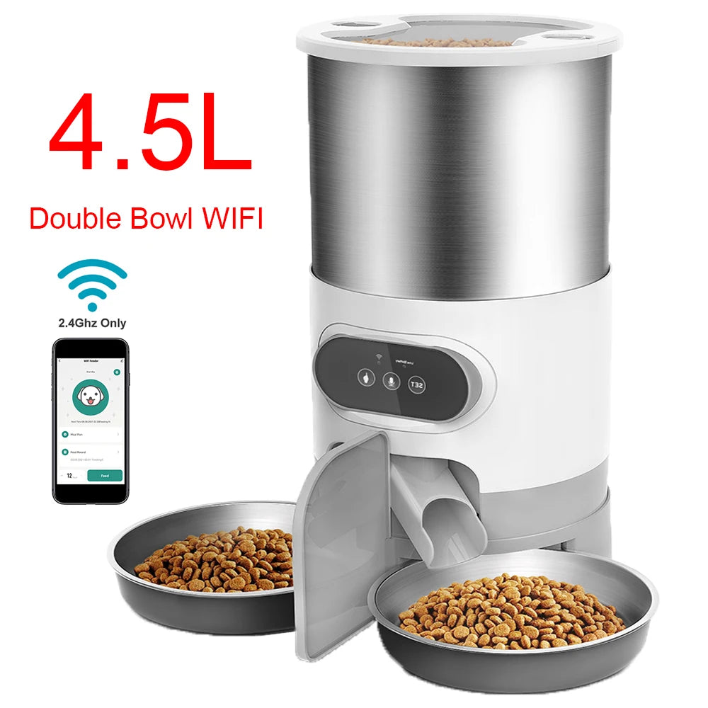 Smart Automatic Dog & Cat Feeder – 4.5L Dry Food Dispenser + 2L Water Feeder, Suitable for Small and Medium Pets