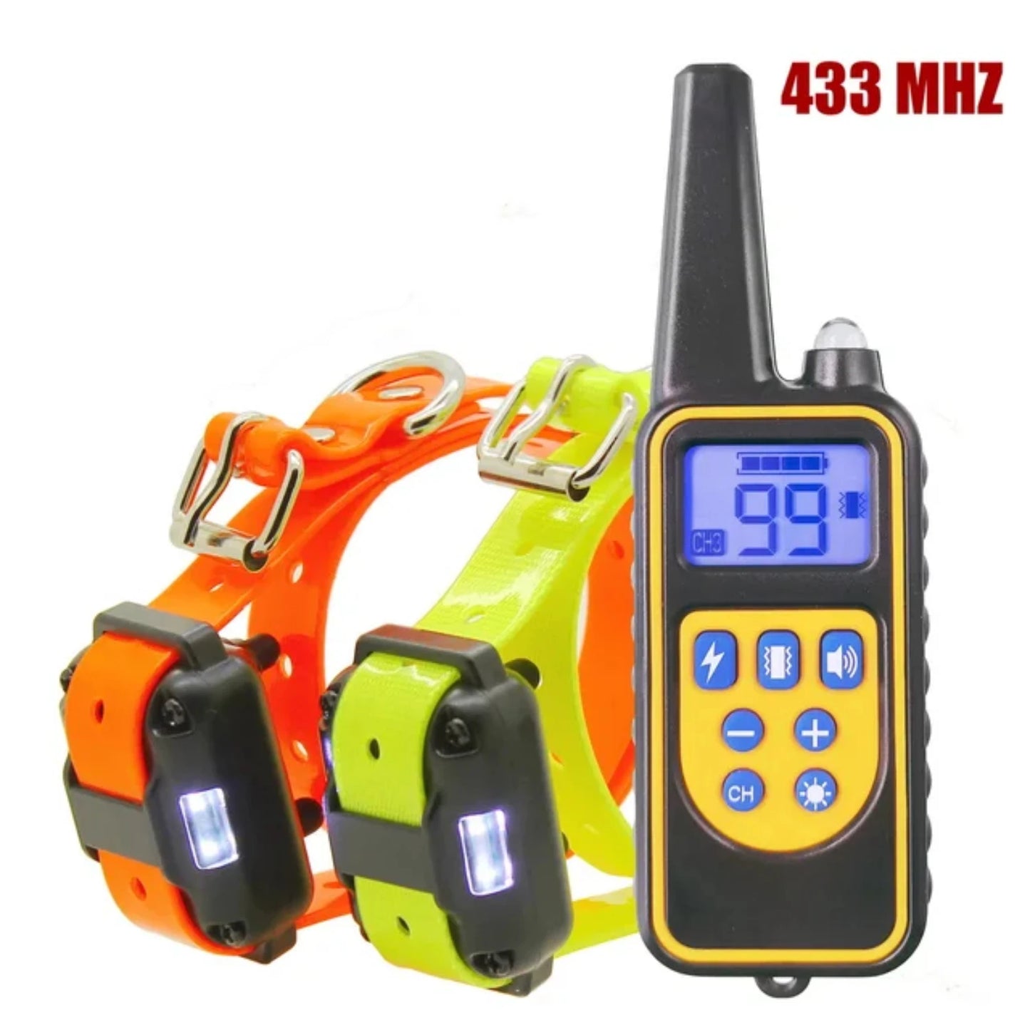 Waterproof Rechargeable 880 Remote Control Dog Training Collar with LCD Display for Pet - Shock Vibration Sound 433 Mhz Support