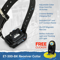 300 Black - Ecollar Dog Training Collar with Remote Control - 1/2 Mile Range, Waterproof, Rechargeable, 100 Traini