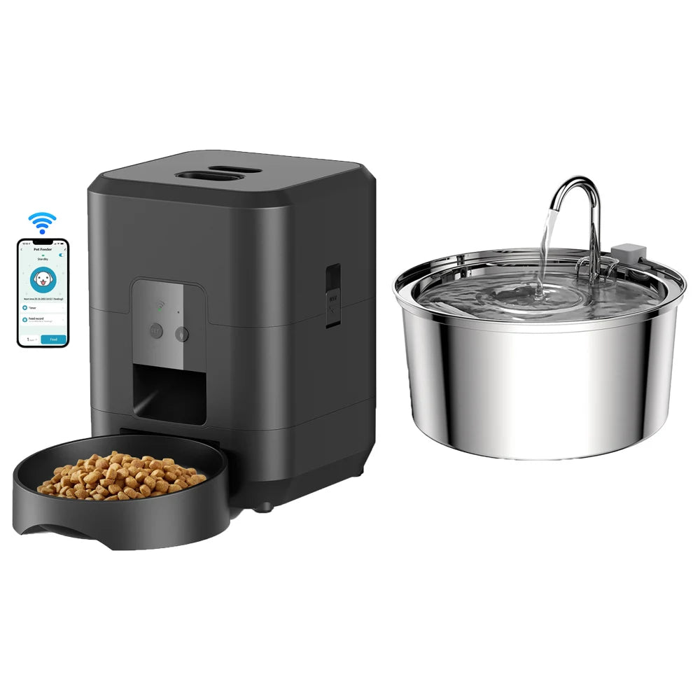 Automatic Cat Feeder – 3.5L Dog Dry Food Dispenser Bowl & 2L Pet Water Fountain, Smart Tuya WIFI Pet Feeder for Drinking & Feeding