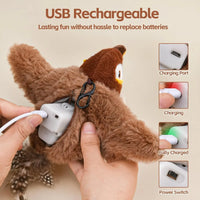 Interactive Chirping Bird Cat Toy Pet Simulation Bird Touch Voice Doll Interactive Cat Rechargeable Lifelike Bird Plush Toy