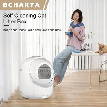 Self Cleaning Litter Box, Automatic Litter Box with APP Control Odor Removal Safety Protection Scoop Free Smart Litter Box