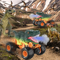 Remote Control Dinosaur Car, 2.4Ghz RC Truck for Toddlers, Electric Hobby RC Car Toys with Light & Sound Spray Birthday Gift for